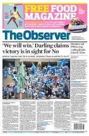 The Observer () Newspaper Front Page for 14 September 2014