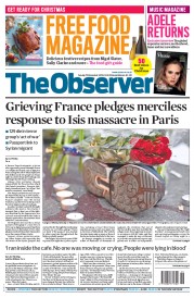 The Observer () Newspaper Front Page for 15 November 2015