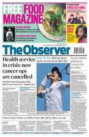 The Observer () Newspaper Front Page for 15 January 2017