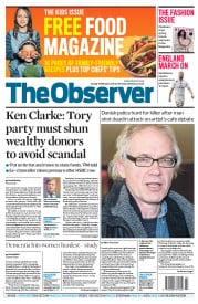 The Observer () Newspaper Front Page for 15 February 2015