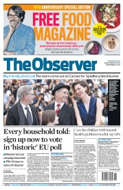 The Observer () Newspaper Front Page for 15 May 2016