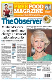 The Observer () Newspaper Front Page for 16 February 2014