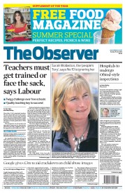 The Observer () Newspaper Front Page for 16 June 2013