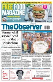The Observer () Newspaper Front Page for 16 July 2017