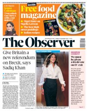 The Observer () Newspaper Front Page for 16 September 2018