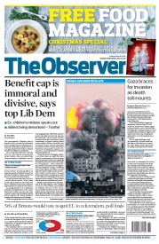 The Observer () Newspaper Front Page for 18 November 2012