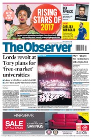 The Observer () Newspaper Front Page for 1 January 2017