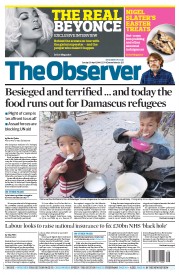 The Observer () Newspaper Front Page for 20 April 2014