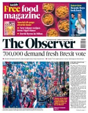 The Observer () Newspaper Front Page for 21 October 2018