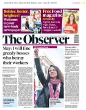 The Observer () Newspaper Front Page for 21 January 2018