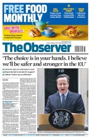The Observer () Newspaper Front Page for 21 February 2016