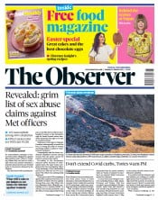 The Observer () Newspaper Front Page for 21 March 2021