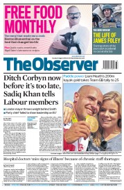 The Observer () Newspaper Front Page for 21 August 2016