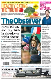 The Observer () Newspaper Front Page for 22 November 2015