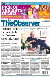 The Observer () Newspaper Front Page for 22 December 2013