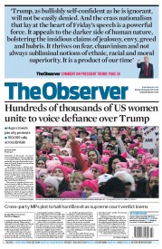 The Observer () Newspaper Front Page for 22 January 2017