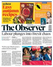 The Observer () Newspaper Front Page for 22 September 2019