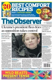 The Observer () Newspaper Front Page for 23 February 2014