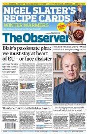 The Observer () Newspaper Front Page for 25 November 2012