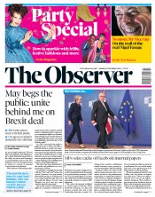 The Observer () Newspaper Front Page for 25 November 2018