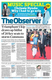 The Observer () Newspaper Front Page for 25 May 2014