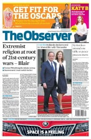 The Observer () Newspaper Front Page for 26 January 2014