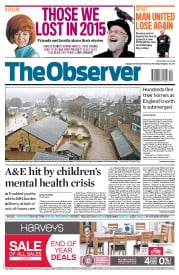The Observer () Newspaper Front Page for 27 December 2015