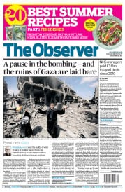 The Observer () Newspaper Front Page for 27 July 2014
