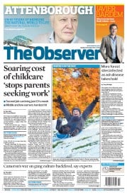 The Observer () Newspaper Front Page for 28 October 2012