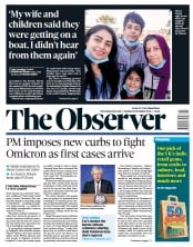 The Observer () Newspaper Front Page for 28 November 2021