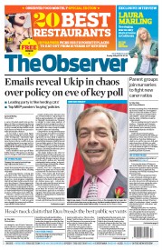 The Observer () Newspaper Front Page for 28 April 2013