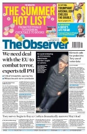 The Observer () Newspaper Front Page for 28 May 2017