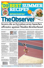 The Observer () Newspaper Front Page for 28 July 2013