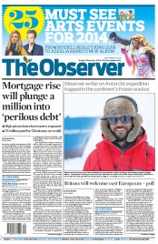 The Observer () Newspaper Front Page for 29 December 2013