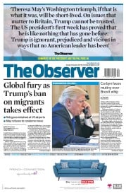 The Observer () Newspaper Front Page for 29 January 2017
