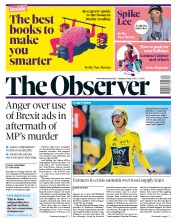 The Observer () Newspaper Front Page for 29 July 2018
