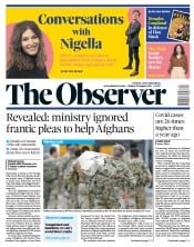 The Observer () Newspaper Front Page for 29 August 2021