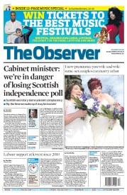 The Observer () Newspaper Front Page for 30 March 2014