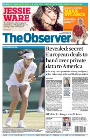 The Observer () Newspaper Front Page for 30 June 2013