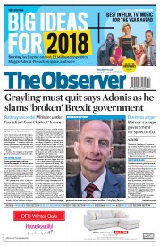 The Observer () Newspaper Front Page for 31 December 2017