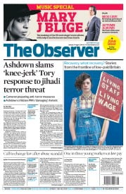 The Observer () Newspaper Front Page for 31 August 2014