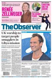 The Observer () Newspaper Front Page for 4 September 2016