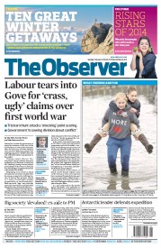 The Observer () Newspaper Front Page for 5 January 2014