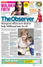The Observer () Newspaper Front Page for 5 April 2015