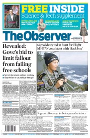 The Observer () Newspaper Front Page for 6 April 2014
