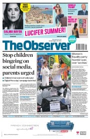 The Observer () Newspaper Front Page for 6 August 2017