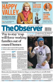 The Observer () Newspaper Front Page for 7 February 2016