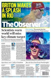 The Observer () Newspaper Front Page for 7 August 2016