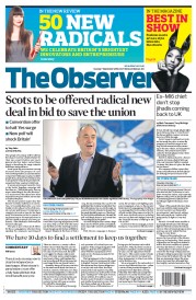 The Observer () Newspaper Front Page for 7 September 2014