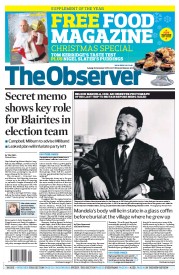 The Observer () Newspaper Front Page for 8 December 2013